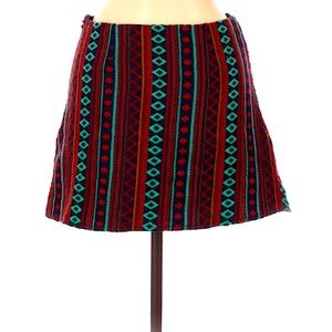 ANTHROPOLOGIE JUDITH MARCH Multicolored Geometric Aztec Print Mini Skirt Sz: S
